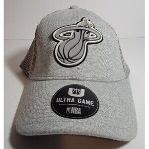 NBA Ultra Game Gray Miami Heat Fitted One Size Cap S/M Hat New